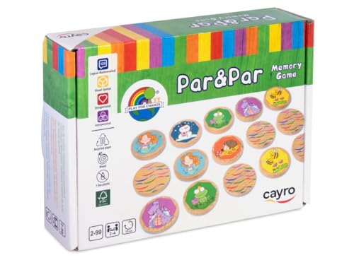 Cayro – Paar und Paar – Finden Sie die Paare – Gedächtnisspiel für Kinder – 20 Holzteile – für 2–4 Spieler von Cayro