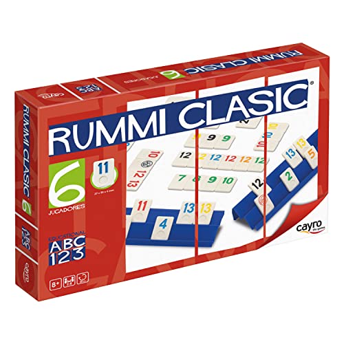 Cayro – Rummi – ab 8 Jahren – klassisches Modell – lustige Brettspiele für Kinder und Erwachsene – 159 Teile, 1 Stofftasche und 6 Ständer – 2 bis 6 Spieler von Cayro