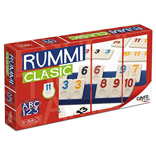 Cayro – Rummi – ab 8 Jahren – klassisches Modell – lustiges Brettspiel, ideal für Kinder und Erwachsene – 106 Teile, 1 Stofftasche und 4 Ständer – 2 bis 4 Spieler von Cayro