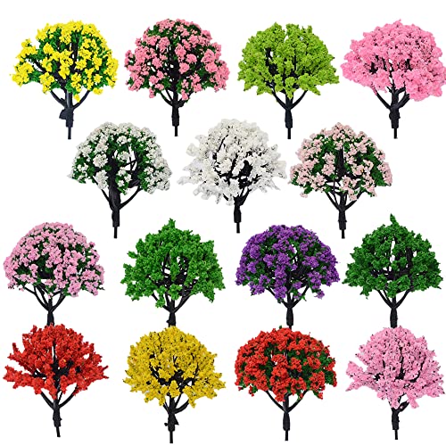 Cayway 15 Stück Modellbau Bäume Mixed Bäume Modellbau, Mixed Modell Bäume Bunt Modell Baum Zug Bäume Kunststoff für DIY Landschaft Gartendeko, Modelllandschaft, 15 Farben von Cayway