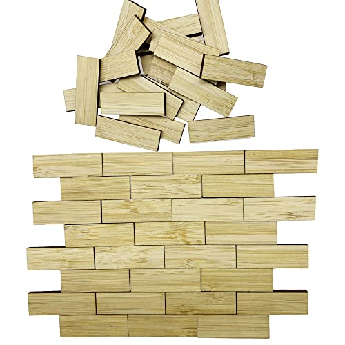 Cayway 50 PCS Miniature Floorboards Miniature Bamboo Floorboards Flooring Model Small Miniature Dolly House for Mini Garden Accessories (Rectangle) von Cayway