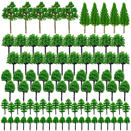 Cayway 90 Stück Modellbau Bäume 3~7.5cm Bäume Modellbau Modell Baum Zug Bäume Kunststoff Modell Bäume für DIY Landschaft Gartendeko, Modelllandschaft von Cayway