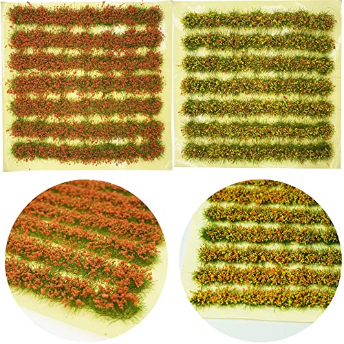 Cayway Grasbüschel Flower Grass Tufts, 2 Farbe Blume Gras Tuft Blume DIY Blume Miniatur Künstliche Blume für den Garten, Szenarium, Eisenbahn, Diorama, Orange von Cayway