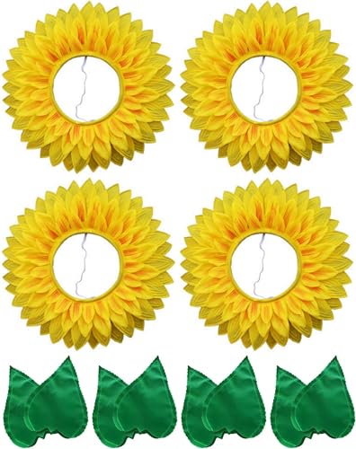 Cazqgoy Sonnenblumen-Kopfschmuck, Handschuhe, Blumenkopfbedeckung, Sonnenblumen-Haarband, Blumenkopfbedeckung, Hut, Blumenkostüm für Tanzkostüme, Sonnenblumen-Kapuze (4) von Cazqgoy