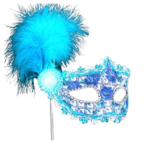 Ccipotatoo Maskerade Feder Karneval Handgemachte venezianische Maske Maskerade Augenmaske Römische Griechische Herren Venezianische Colombina Ball Männer und Frauen (Blau) von Ccipotatoo