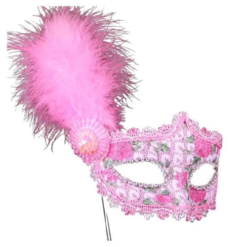 Ccipotatoo Maskerade Feder Karneval Handgemachte venezianische Maske Maskerade Augenmaske Römische Griechische Herren Venezianische Colombina Ball Männer und Frauen (Rosa) von Ccipotatoo