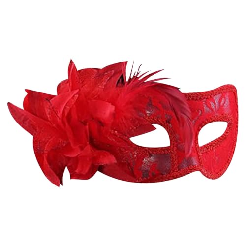 Ccipotatoo Maskerade Maske Vintage Halloween Kostüm Blumenmaske Venezianische Masken Vintage Antike Masken Auge Retro Colombina Ball Damen und Herren (Rot) von Ccipotatoo