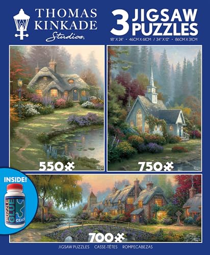 Ceaco - 3 in 1 Multipack - Thomas Kinkade - (1) 550 Teile, (1) 750 Teile, (1) 700 Teile Panorama-Puzzle von Ceaco