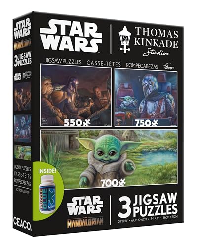 Ceaco - 3 in 1 Multipack - Thomas Kinkade - Star Wars - The Mandalorian - (1) 550 Teile, (1) 750 Teile, (1) 700 Teile Puzzle von Ceaco