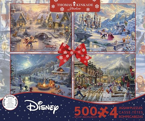 Ceaco - 4 in 1 Multipack - Thomas Kinkade - Disney - Holiday Collection - (4) 500 Teile Puzzle von Ceaco