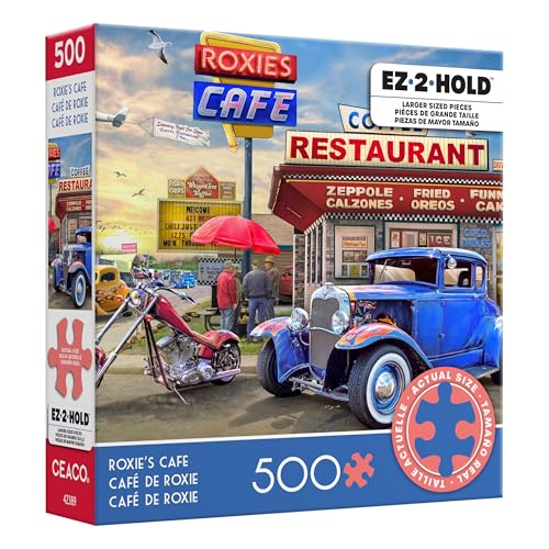 Ceaco Greg Giordano – EZ 2 Hold – Roxie's Cafe – 500 extra großes Puzzle für Erwachsene – herausforderndes Puzzle perfekt für Spieleabende – Fertige Größe ist 26 x 19 cm Ceaco Greg Giordano – EZ 2 Hold – Roxie's Cafe – 500 extra großes Puzzle für Erwachsene – herausforderndes Puzzle perfekt für Spieleabende – Fertige Größe ist 26 x 19 cm von Ceaco