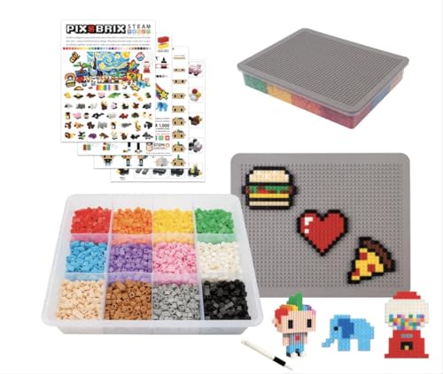 Cefa Toys PIX BRIX PIXEL ART Set, 3000 Stück, verschiedene Farben, mittlere Reihe, klein von Cefa Toys