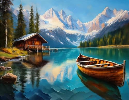 Bergseeboot - Puzzles für Erwachsene,Puzzle 300 Teile, Puzzle 40x28cm, DIY-Puzzles für Heimdekoration, Familienpuzzle für Erwachsene und Kinder von Cekog