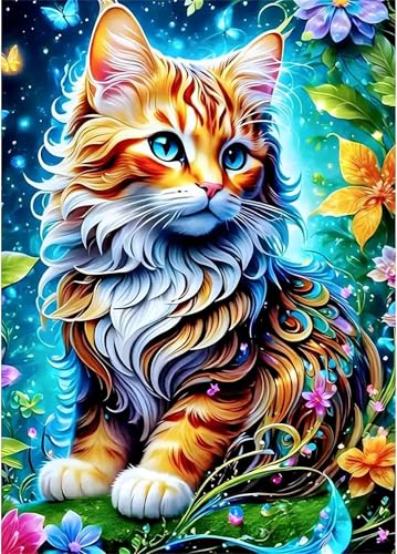 Blumenkatze - Puzzles für Erwachsene,Puzzle 300 Teile, Puzzle 40x28cm, DIY-Puzzles für Heimdekoration, Familienpuzzle für Erwachsene und Kinder von Cekog