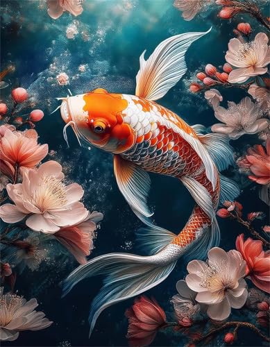 Koi-Blumen - Puzzles für Erwachsene,Puzzle 1500 Teile, Puzzle 87x57cm, DIY-Puzzles für Heimdekoration, Familienpuzzle für Erwachsene und Kinder von Cekog