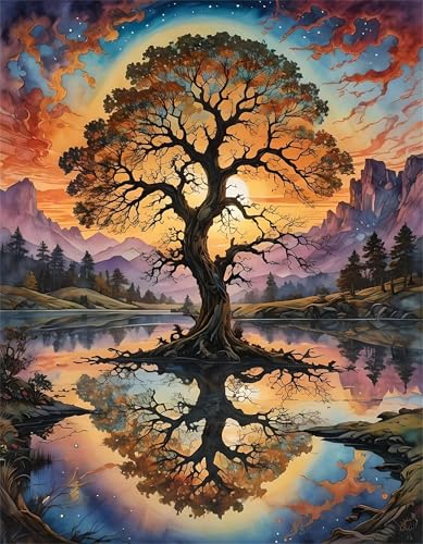 Landschaft Baum Spiegelung - Puzzles für Erwachsene,Puzzle 1500 Teile, Puzzle 87x57cm, DIY-Puzzles für Heimdekoration, Familienpuzzle für Erwachsene und Kinder von Cekog