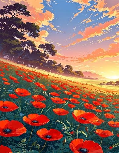 Puzzle 1200 Teile,Puzzles für Erwachsene,Rote Mohnblumen Landschaft - Puzzle für Erwachsene,Lernspiel Herausforderung Spielzeug,Kunsthandwerk für Heimdekoration Unterhaltungsspiel von Cekog