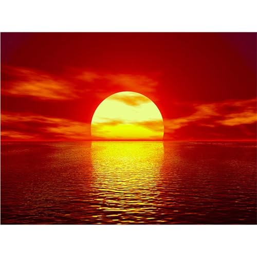 Rote Sonnenuntergangslandschaft - Puzzles für Erwachsene,Puzzle 300 Teile, Puzzle 40x28cm, DIY-Puzzles für Heimdekoration, Familienpuzzle für Erwachsene und Kinder von Cekog