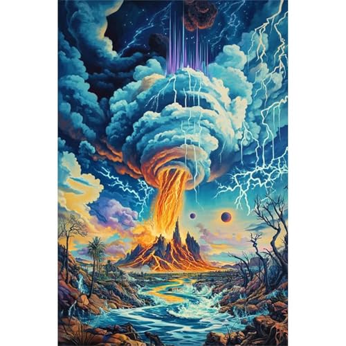 Vulkanausbruchslandschaft - Puzzles für Erwachsene,Puzzle 300 Teile, Puzzle 40x28cm, DIY-Puzzles für Heimdekoration, Familienpuzzle für Erwachsene und Kinder von Cekog