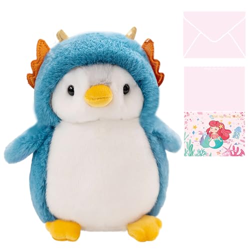 Celawork Pinguin Kuscheltier, Pinguin Stofftier Plüschtier, Süßer Pinguin für Kinder, Plüschpinguin Geschenke für Jungen Mädchen Kinder (Blau, 20cm)+Exquisite Grußkarte von Celawork