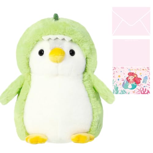 Celawork Pinguin Kuscheltier, Pinguin Stofftier Plüschtier,Süßer Pinguin für Kinder, Plüschpinguin Geschenke für Jungen Mädchen Kinder (Grün, 20cm)+Exquisite Grußkarte von Celawork