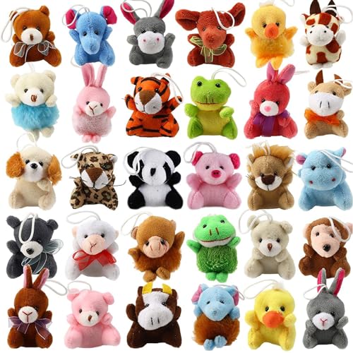 Celestia 30 Pack Mini Plüschtiere Set, Kuscheltier Tiere Schlüsselring Anhänger, Mini Plüsch Schlüsselanhänger Kinder, plüsch schlüsselanhänger für Kinder Osterspiele Klassenzimmer Preise von Celestia