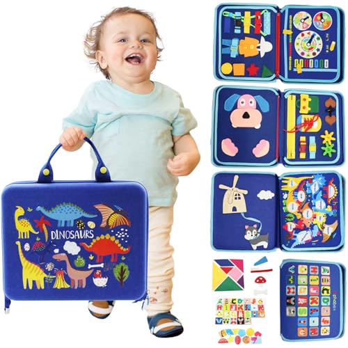 Celestia Busy Board Montessori Spielzeug ab 1 2 3 4 Jahre Kleinkinder, Quiet Book, aktivityboard Baby, Activity motorik Buch mit Schulranzengurte und Grafisches Zubehör für Reise Auto Flugzeug von Celestia