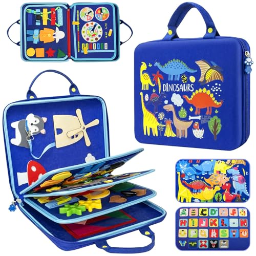 Celestia Busy Board Montessori Spielzeug ab 1 2 3 4 Jahre Kleinkinder, Quiet Book, aktivityboard Baby, Activity motorik Buch mit Schulranzengurte und Grafisches Zubehör für Reise Auto Flugzeug von Celestia