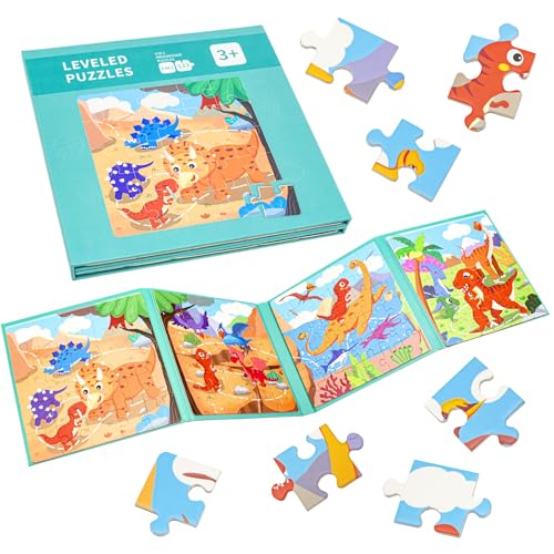 Kinderpuzzle Tier Magnet Puzzle ab 3 4 5 Jahre, 20 Teile Magnetische Puzzle Für Reisen Kinder, Reisespiele Kinder Lernspielzeug für Kinde - Lernmagnet-Geschenk für den Roadtrip Flugzeug (Dinosaurier) von Celestia