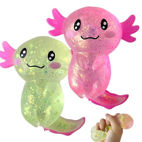 2Pcs Animagic Axolotl Spielzeug Axolotl Sugar Squeeze Spielzeug mit Glitzer Weiche Flexible Squish Kugeln Weich Flexibel Axolotl Sugar Squeeze Animagic Axolotl für Kinder Und Erwachsene Zum Spielen von Celiodd