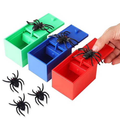 3 Stück Spinnen Spielzeug Box Spider Prank Box Prank Spider Scare Prank Box Gummispinne Spinnen Prank Box Scherzartikel für Halloween Streich Kreative Lustige Spinnenbox für Partys mit Spinnenmodell von Celiodd