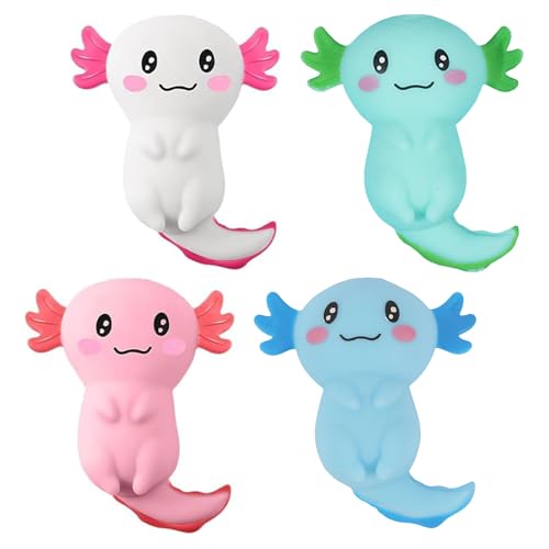 4 Stück Axolotl Spielzeug,Axolotl Sugar Squeeze Axolotl Squeeze Toys Lebendige und Lebensechte Bilder Weiche Dekompressionsspielzeuge Kreative Geschenke für Verwandte und Freunde von Celiodd