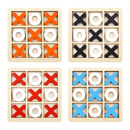 4 Stück Tic Tac Toe Tik Tak Toe klein Tic Tac Town Spiel Tragbares Tictactoe Interaktives Brettspiele Reisespiel Strategie und Denkspiel Geeignet für Partys und Feiern für Erwachsene Kinder(9.8×9.8cm) von Celiodd