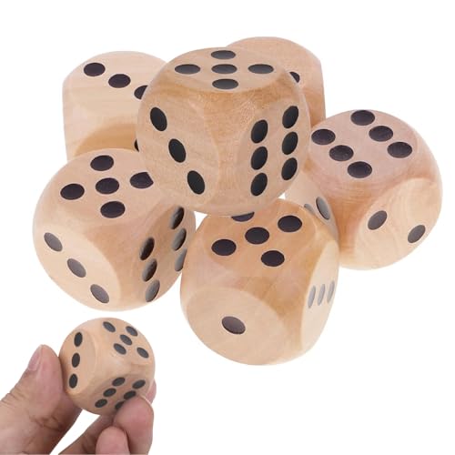 Celiodd 6 Stück 30mm Würfel Groß Holzwürfel Groß Würfel Holz Natur Holz Spielwürfel Groß für Brettspiel Kartenspiel Partyspiele Kinder Spiele Tischkartenspiele Zubehör von Celiodd