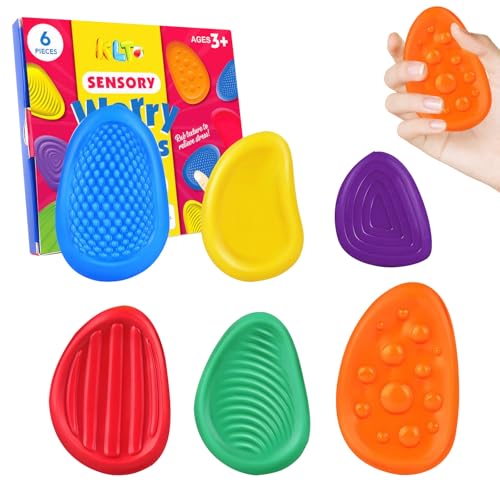 Fidget Toys Sensory Stones,6 Stück Sensorik Spielzeug,Anti Stress Kinder Sensorisches Spielzeug,Fidget Toys Kinder Geeignet für Kinder Und Erwachsene, Um Stress Abzubauen von Celiodd