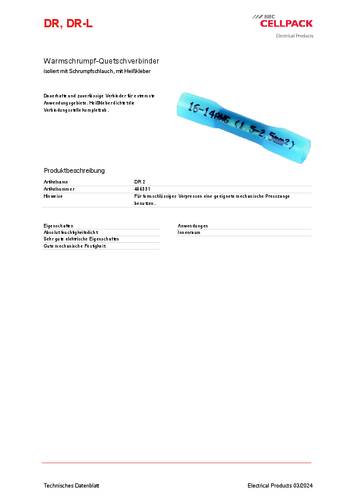 CellPack 456331 DR 2/1.5-2.5/Set/20x/BU Warmschrumpf-Quetschverbinder Blau 20St. von CellPack