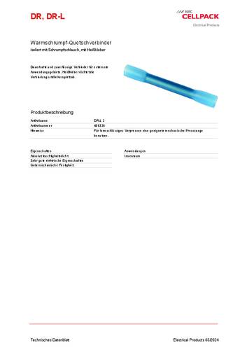 CellPack 456336 DR-L/1.5-2.5/Set/20x/BU Warmschrumpf-Quetschverbinder Blau 20St. von CellPack