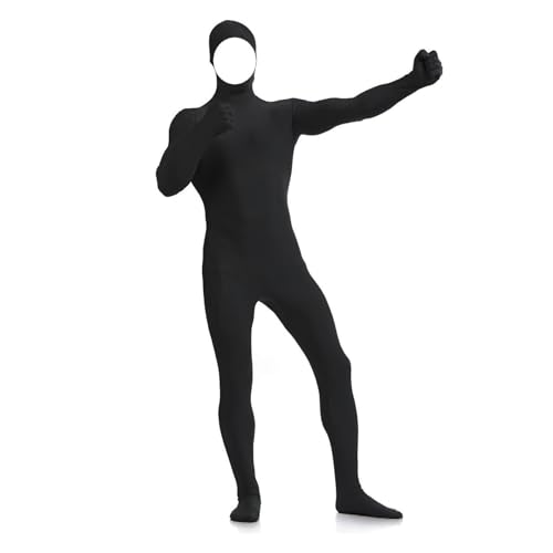 Bodysuit Herren Cosplay In Black Kostüm Catsuit Männer Latexanzug Ganzkörper Body Suit Erwachsene Kinder Open Face Zentai Cosplay Ganzkörperanzug Fasching Jumpsuit Cosplay Costume 2025 Festival Outfit von Celucke