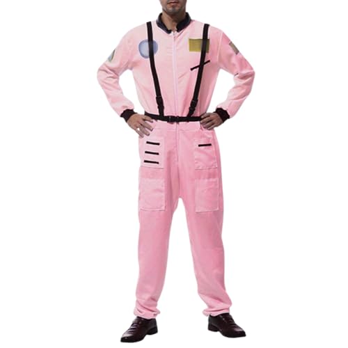 Celucke Astronaut Uniform Erwachsene Karneval Kostüme Performance Kleidung Raumanzug Party Cosplay Astronaut Overall Faschingskostüme Männer Space Anzug Jumpsuit 2025 Silvester Outfit von Celucke