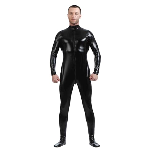 Celucke Bodysuit Cosplay Herren Onesie Kostüm Erwachsene Catsuit Männer Latexanzug Ganzkörper Body Suit Open Face Zentai Cosplay Ganzkörperanzug Fasching Halloween Party Cosplay 2025 Festival Outfit von Celucke