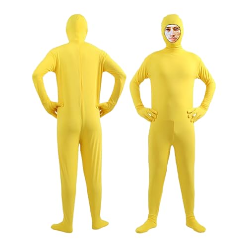 Celucke Bodysuit Cosplay Kinder In Black Kostüm Catsuit Männer Latexanzug Ganzkörper Body Suit Open Face Zentai Cosplay Orangener Ganzkörperanzug Halloween Party Cosplay 2025 Festival Outfit von Celucke