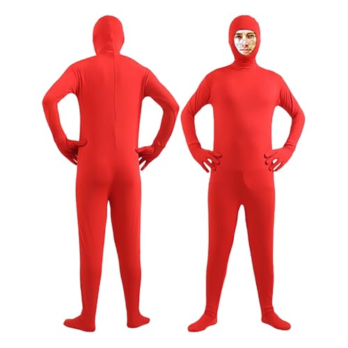 Celucke Bodysuit Cosplay Kinder In Black Kostüm Catsuit Männer Latexanzug Ganzkörper Body Suit Open Face Zentai Cosplay Orangener Ganzkörperanzug Halloween Party Cosplay 2025 Festival Outfit von Celucke