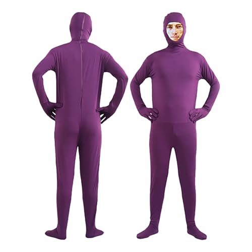 Celucke Bodysuit Cosplay Kinder In Black Kostüm Catsuit Männer Latexanzug Ganzkörper Body Suit Open Face Zentai Cosplay Orangener Ganzkörperanzug Halloween Party Cosplay 2025 Festival Outfit von Celucke