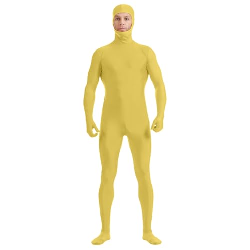 Celucke Bodysuit Man Cosplay Open Face Bodysuit Tight Catsuit Männer Latexanzug Ganzkörper Body Suit Erwachsene Orangener Ganzkörperanzug Halloween Party Cosplay 2025 Festival Outfit von Celucke