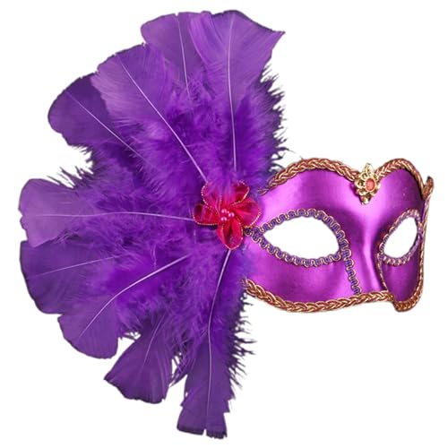 Celucke Venezianische Maske Damen Feder Maskenball Maske Glänzend Lustig Masquerade Maske Men Goldene Maske Masquerade Maske Gold Venezianisch Cosplay Masken Erwachsene für Halloween Karneval Party von Celucke