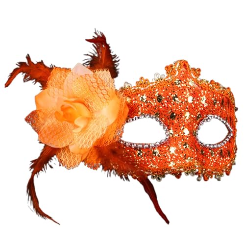 Celucke Venezianische Maske Damen Feder Maskenball Maske Glänzend Lustig Masquerade Maske Men Goldene Maske Masquerade Maske Gold Venezianisch Cosplay Masken Erwachsene für Halloween Karneval Party von Celucke