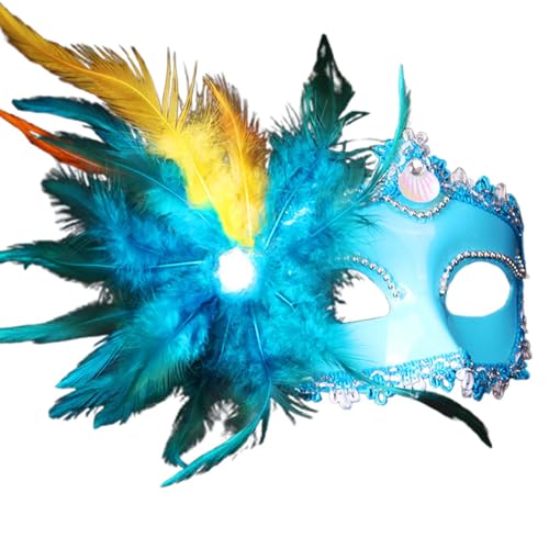 Celucke Venezianische Maske Damen Feder Maskenball Maske Glänzend Lustig Masquerade Maske Men Goldene Maske Masquerade Maske Gold Venezianisch Cosplay Masken Erwachsene für Halloween Karneval Party von Celucke