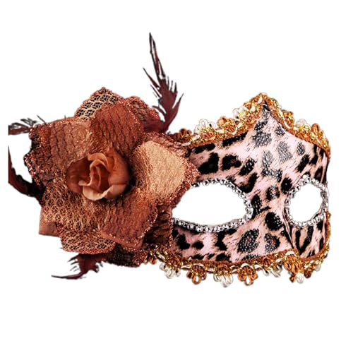 Celucke Venezianische Maske Damen Feder mit Blumen Maskenball Maske Lustig Maskerade Masken Glänzend Karnevalsmaske Maske Venezianisch Schwarz Cosplay Masken Erwachsene Ball Hochzeit Karneval von Celucke