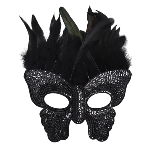 Celucke Venezianische Maske Damen Gold Glänzend Maskenball Maske Feder Masquerade Maske Karnevalsmaske Maske Venezianisch Schwarz Cosplay Masken Erwachsene Lustig Ball Hochzeit Karneval von Celucke