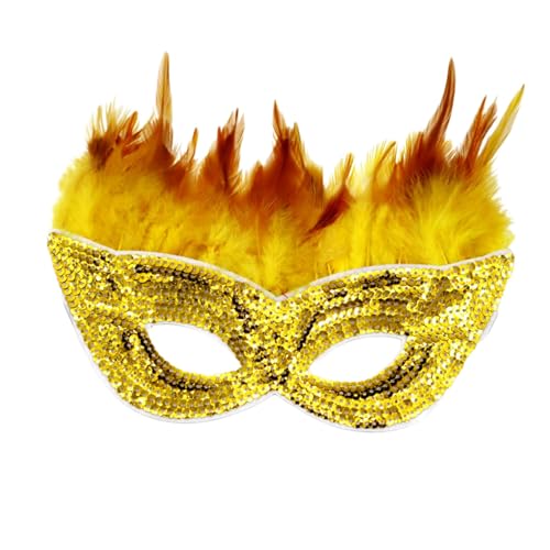 Celucke Venezianische Maske Damen Gold Glänzend Maskenball Maske Feder Masquerade Maske Karnevalsmaske Maske Venezianisch Schwarz Cosplay Masken Erwachsene Lustig Ball Hochzeit Karneval von Celucke